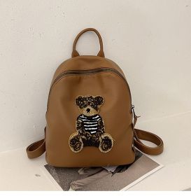 Pu Soft Leather Large Capacity Women's Backpack (Color: brown)
