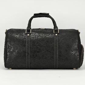Vintage Print Crazy Horse Leather Handbag (Option: Embossed Crazy Horse Black)