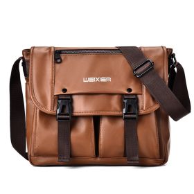 Men's Shouder Bags Fashion Casual Large Capacity Wear-resistant Overalls Functional Messenger Bag (Color: brown)