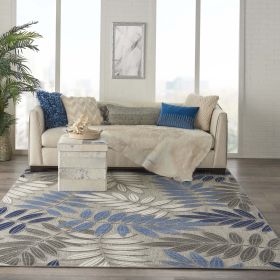 Indoor/outdoor gray/blue 6 'x 9' small carpet; (6x9) (material: Polypropylene, Color: Blue)