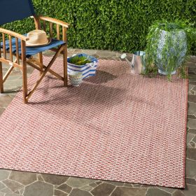 Courtyard Blair Geometric Indoor/Outdoor Area Rug or Runner (material: Polypropylene, Color: Rust/Light Grey)